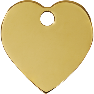 Red Dingo Brass Heart Tag - Lifetime Guarantee - Cat, Dog, Pet ID Tag Engraved