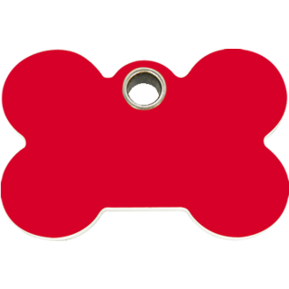 Red Dingo - Plastic Bone Tag - Red - Large  Engraved