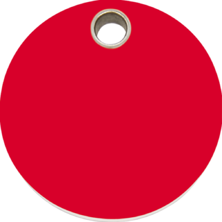 Red Dingo - Plastic Circle Tag - Red - Large  Engraved