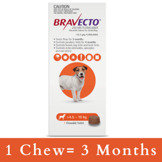 Bravecto CHEWABLE Tablet for Small Dogs 4.5-10kg (Orange)
