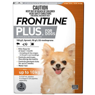 Frontline Plus for Small Dogs Up to 10kg (Orange)