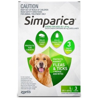 Simparica Large Dog 20.1-40kg (Green) 80mg - 12 Pack