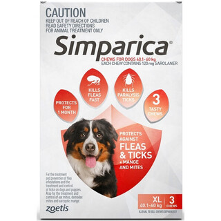 Simparica Extra Large Dog 40.1-60kg (Red) 120mg - 12 Pack