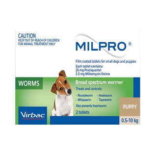 Milpro Allwormer for Small Dogs & Puppies 0.5 - 5kgs