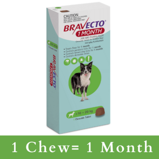 Bravecto MONTHLY Chew Tablet for Medium Dogs 10-20kg (Green)