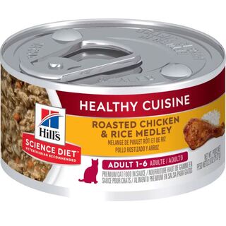 Hill's Science Diet Cat Adult 1-6, Healthy Cuisine Roasted Chicken & Rice Medley - 79gm x 24 Cans