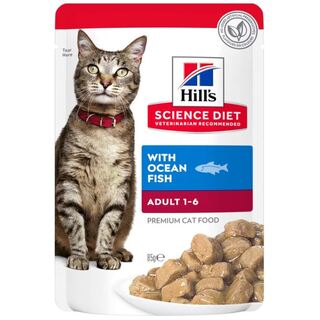 Hill's Science Diet Cat Adult 1-6 with Ocean Fish - 85gm x 12 pouches