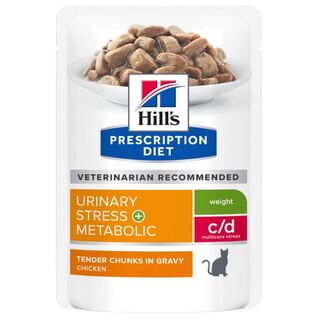 Hill's Prescription Diet c/d Multicare Stress + Metabolic Wet Cat Food 85gm x 12 Pouches (out of tsock)