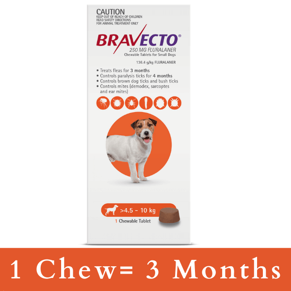 Buy Bravecto CHEWABLE Tablet for Small Dogs 4.5-10kg (Orange)