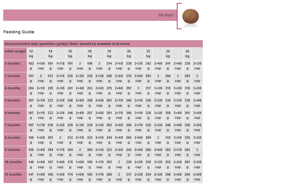 Royal Canin Kitten Feeding Chart