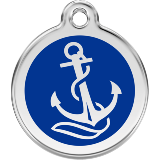 Red Dingo Anchor Dark Blue - Large - Lifetime Guarantee - Cat, Dog, Pet ID Tag Engraved