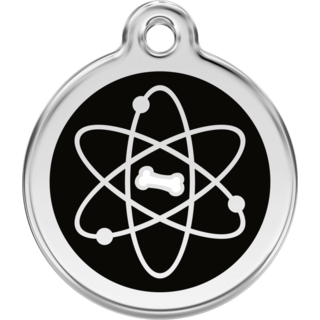Red Dingo Enamel Black Atom Tag - Lifetime Guarantee - Cat, Dog, Pet ID Tag Engraved
