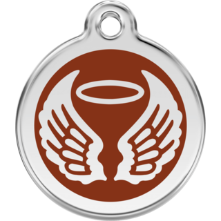 Red Dingo Enamel Angel Wings Tag - Brown - Lifetime Guarantee [size: Large] - Cat, Dog, Pet ID Tag Engraved