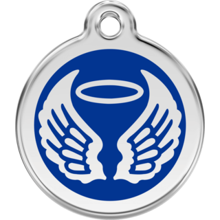 Red Dingo Angel Wings Dark Blue - Lifetime Guarantee [size: Large] - Cat, Dog, Pet ID Tag Engraved