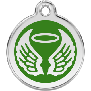 Red Dingo Enamel Angel Wings Tag - Green - Lifetime Guarantee - Large - Cat, Dog, Pet ID Tag Engraved