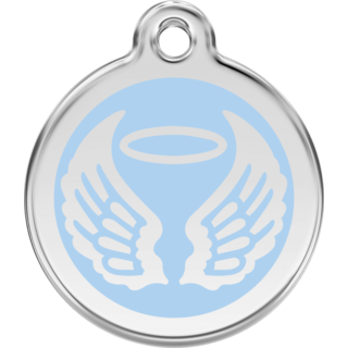 Red Dingo Enamel Angel Wings Tag - Light Blue - Lifetime Guarantee - Cat, Dog, Pet ID Tag Engraved