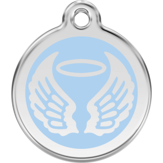 Red Dingo Enamel Angel Wings Tag - Light Blue - Lifetime Guarantee - Large - Cat, Dog, Pet ID Tag Engraved