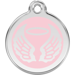 Red Dingo Enamel Angel Wings Tag - Pink - Lifetime Guarantee [size: Large] - Cat, Dog, Pet ID Tag Engraved