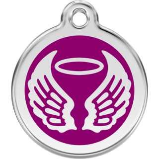 Red Dingo Enamel Angel Wings Tag - Purple - Lifetime Guarantee - Cat, Dog, Pet ID Tag Engraved