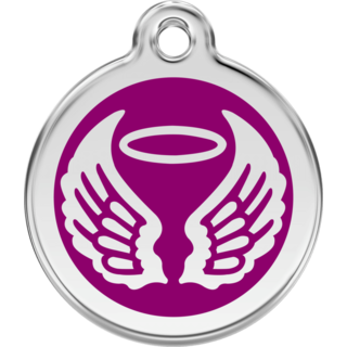Red Dingo Enamel Angel Wings Tag - Purple - Lifetime Guarantee [size: Large] - Cat, Dog, Pet ID Tag Engraved