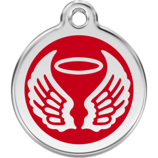 Red Dingo Enamel Angel Wings Tag - Red - Lifetime Guarantee [size: Large] - Cat, Dog, Pet ID Tag Engraved