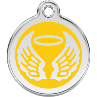 Red Dingo Enamel Angel Wings Tag - Yellow - Lifetime Guarantee [size: Large] - Cat, Dog, Pet ID Tag Engraved