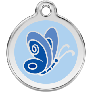 Red Dingo Enamel Butterfly Tag - Light Blue  - Lifetime Guarantee - Cat, Dog, Pet ID Tag Engraved