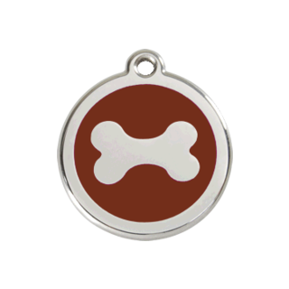 Red Dingo Bone Tag Brown - Large - Lifetime Guarantee - Cat, Dog, Pet ID Tag Engraved