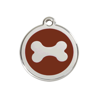 Red Dingo Bone Tag Brown [Size: Large] - Lifetime Guarantee - Cat, Dog, Pet ID Tag Engraved