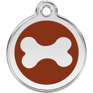 Red Dingo Bone Tag Brown - Lifetime Guarantee - Cat, Dog, Pet ID Tag Engraved