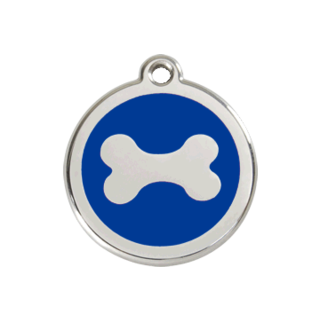 Red Dingo Bone Tag Dark Blue - Large - Lifetime Guarantee - Cat, Dog, Pet ID Tag Engraved