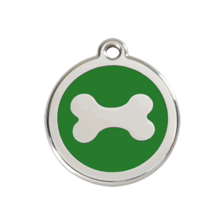 Red Dingo Bone Tag Green - Large - Lifetime Guarantee - Cat, Dog, Pet ID Tag Engraved