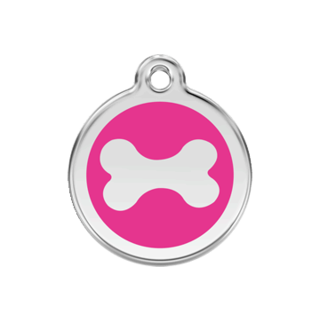 Red Dingo Bone Tag Hot Pink - Large - Lifetime Guarantee - Cat, Dog, Pet ID Tag Engraved