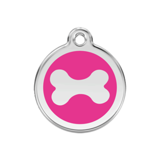 Red Dingo Bone Tag Hot Pink [Size: Large] - Lifetime Guarantee - Cat, Dog, Pet ID Tag Engraved