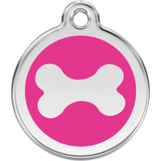 Red Dingo Bone Tag Hot Pink - Lifetime Guarantee - Cat, Dog, Pet ID Tag Engraved