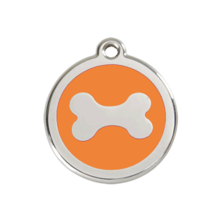 Red Dingo Bone Tag Orange - Large - Lifetime Guarantee - Cat, Dog, Pet ID Tag Engraved