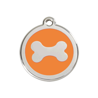 Red Dingo Bone Tag Orange [Size: Large] - Lifetime Guarantee - Cat, Dog, Pet ID Tag Engraved