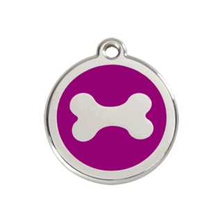 Red Dingo Bone Tag Purple - Large - Lifetime Guarantee - Cat, Dog, Pet ID Tag Engraved