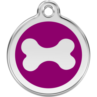 Red Dingo Bone Tag Purple - Lifetime Guarantee - Cat, Dog, Pet ID Tag Engraved