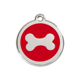 Red Dingo Bone Tag Red - Large - Lifetime Guarantee - Cat, Dog, Pet ID Tag Engraved