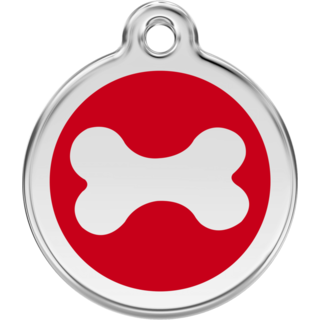 Red Dingo Bone Tag Red - Lifetime Guarantee - Cat, Dog, Pet ID Tag Engraved