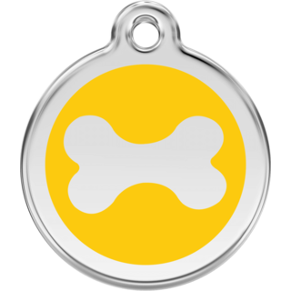 Red Dingo Bone Tag Yellow - Lifetime Guarantee - Cat, Dog, Pet ID Tag Engraved