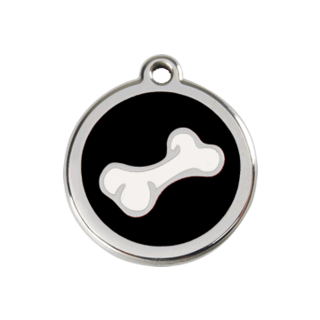 Red Dingo 2D Bone Tag Black - Large - Lifetime Guarantee - Cat, Dog, Pet ID Tag Engraved