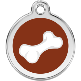 Red Dingo 2D Bone Tag Brown - Lifetime Guarantee - Cat, Dog, Pet ID Tag Engraved