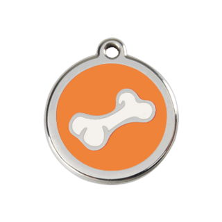 Red Dingo 2D Bone Tag Orange - Large - Lifetime Guarantee - Cat, Dog, Pet ID Tag Engraved