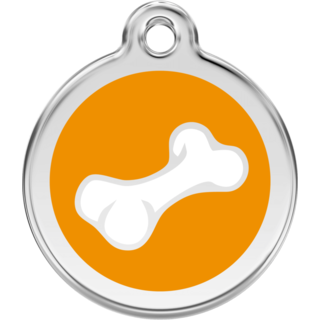 Red Dingo 2D Bone Tag Orange  - Lifetime Guarantee - Cat, Dog, Pet ID Tag Engraved