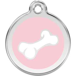 Red Dingo 2D Bone Tag Light Pink - Lifetime Guarantee - Cat, Dog, Pet ID Tag Engraved