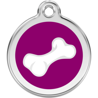 Red Dingo 2D Bone Tag Purple - Lifetime Guarantee - Cat, Dog, Pet ID Tag Engraved