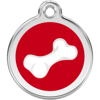 Red Dingo 2D Bone Tag Red - Lifetime Guarantee - Cat, Dog, Pet ID Tag Engraved