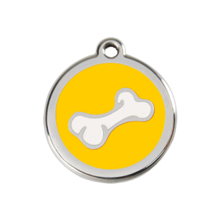 Red Dingo 2D Bone Tag Yellow - Large - Lifetime Guarantee - Cat, Dog, Pet ID Tag Engraved